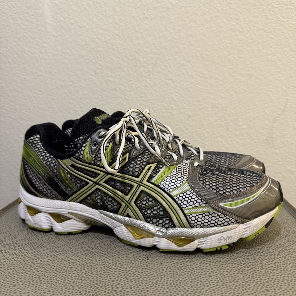Asics Gel-Nimbus 12 Vintage Running Shoes Silver Green T045N Mens Size 13